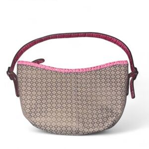 Nine West Brown Canvas Pink Trim Handbag